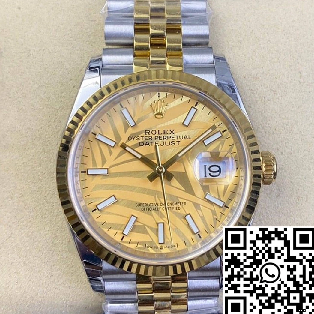 Golden Dial Pattern Palm Leaf Datejust Factory EW Rolex M126233-0037 0429